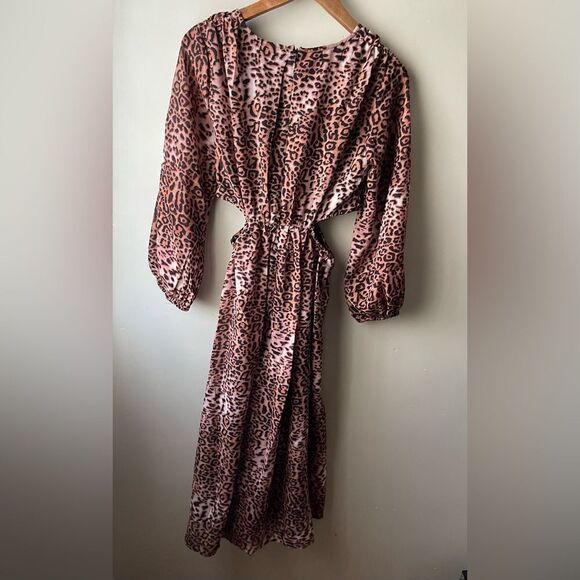 ANTHROPOLOGIE Ranna Gill Floral Cut-Out Midi Dress animal print cutout size XS - Picture 4 of 14